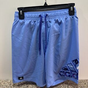 Adidas Swim Trunks Mens Floral Logo 9" Inseam Lined - Blue Fusion - Extra Small